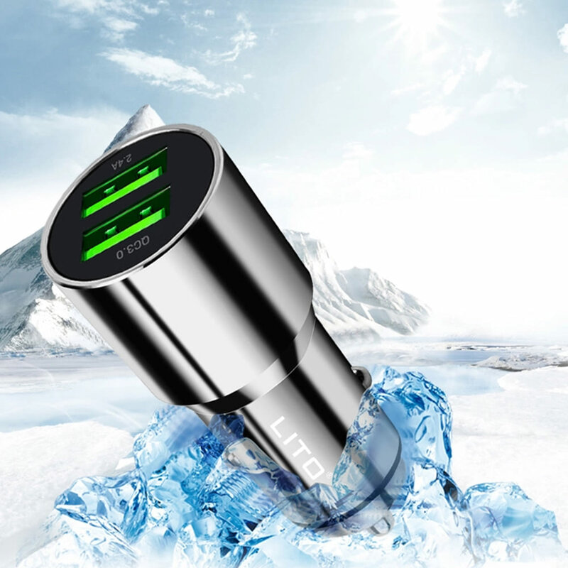Incarcator Auto Lito LT-701B  Dual USB Incarcare Rapida QC 3.0 36W - Argintiu