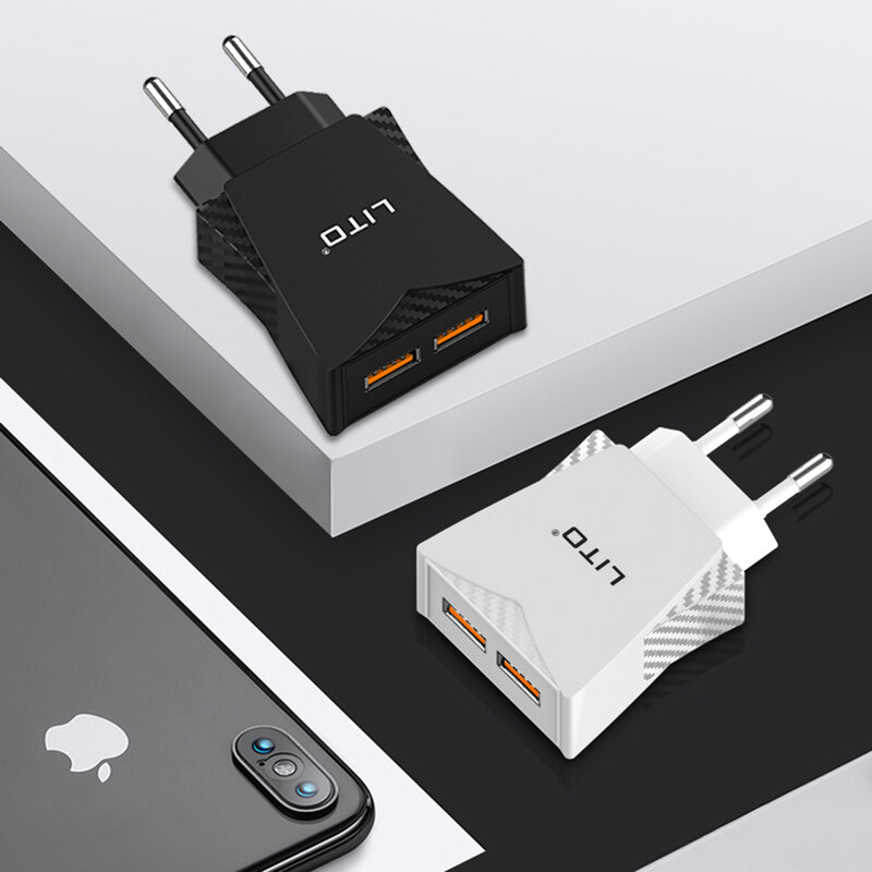 Incarcator Priza Lito CO-201 Dual USB Cu Cablu De Incarcare Type-C 2.4A - Alb