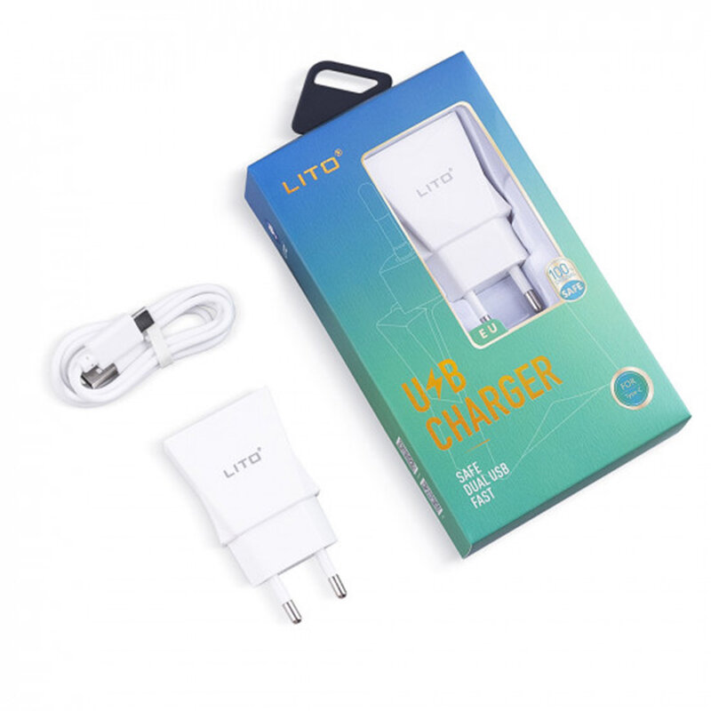 Incarcator Priza Lito CO-201 Dual USB Cu Cablu De Incarcare Type-C 2.4A - Alb