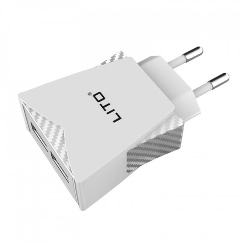 Incarcator Priza Lito CO-201 Dual USB Cu Cablu De Incarcare Lightning 2.4A - Alb