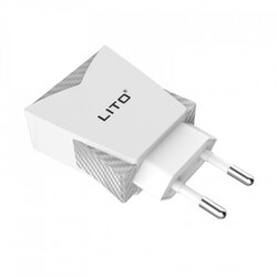 Incarcator Priza Lito CO-201 Dual USB Cu Cablu De Incarcare Lightning 2.4A - Alb