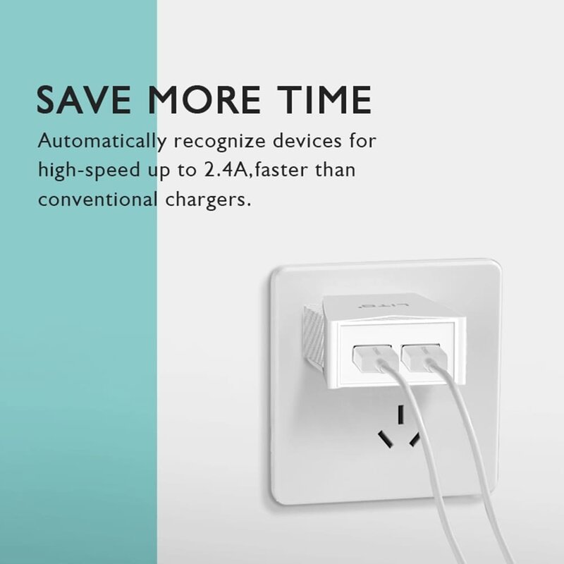 Incarcator Priza Lito CO-201 Dual USB Cu Cablu De Incarcare Lightning 2.4A - Alb