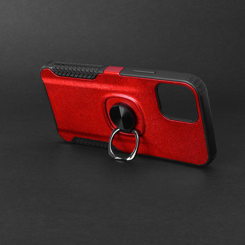 Husa iPhone 12 Hybrid Cu Inel Suport Stand Magnetic - Rosu