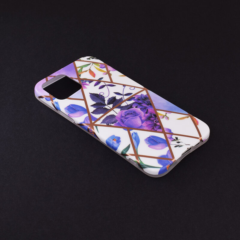 Husa iPhone 12 Mobster Laser Marble Shockproof TPU - Model 2