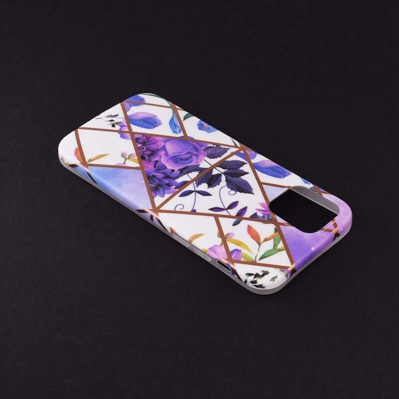 Husa iPhone 12 Mobster Laser Marble Shockproof TPU - Model 2