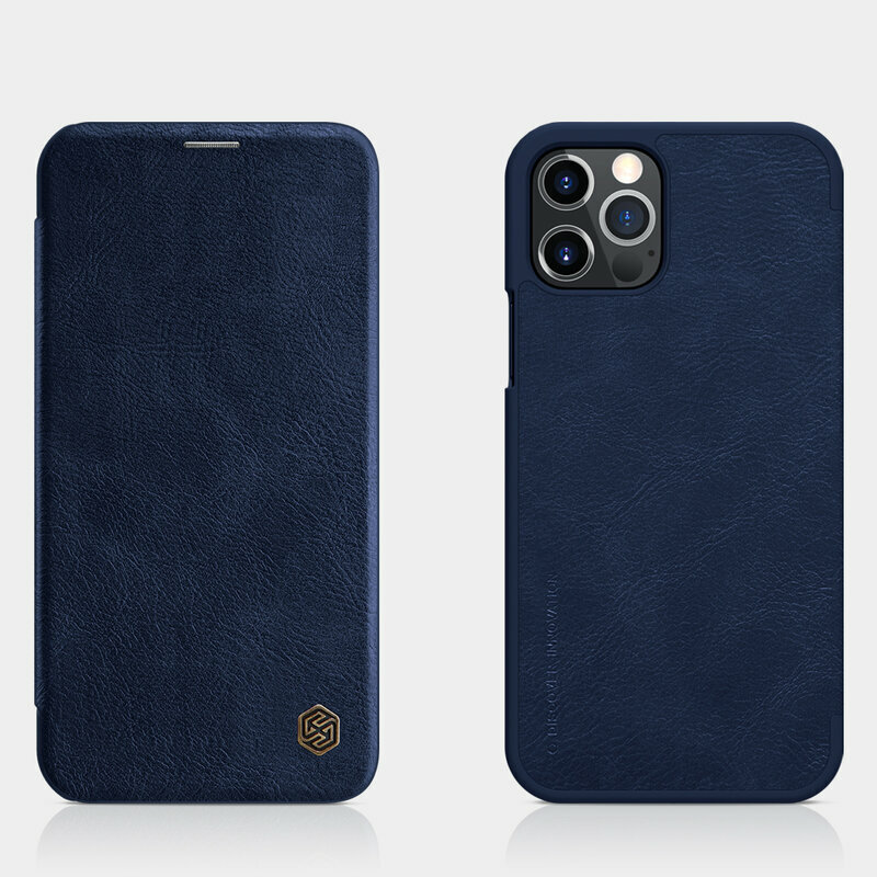 Husa iPhone 12 Pro Max Nillkin QIN Leather, albastru
