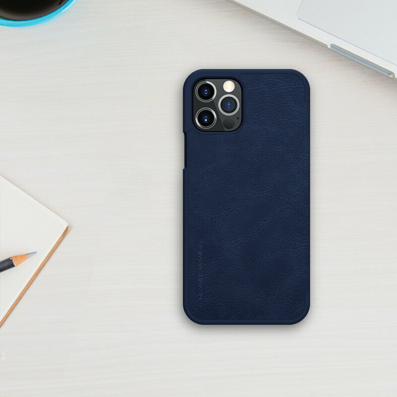 Husa iPhone 12 Pro Max Nillkin QIN Leather, albastru