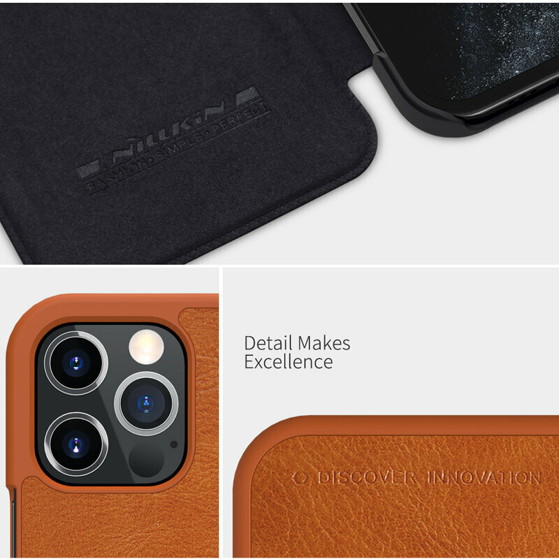Husa iPhone 12 Pro Max Nillkin QIN Leather, albastru