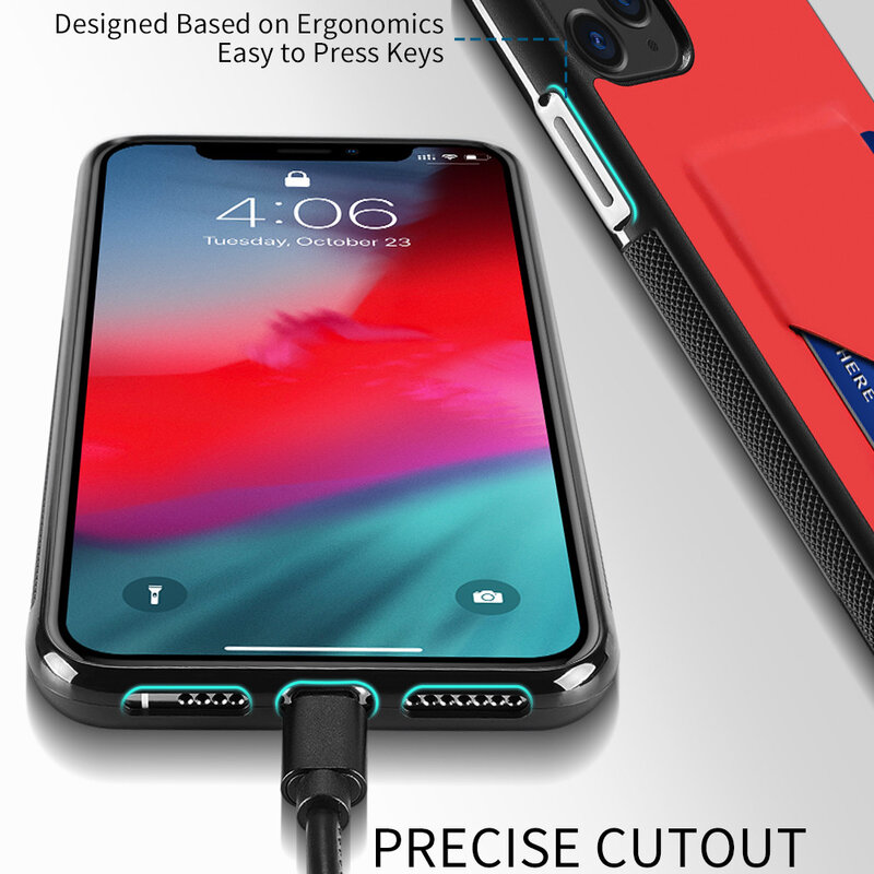 Husa iPhone 11 Pro Max Dux Ducis Pocard Series Cu Buzunar Exterior Pentru Carduri - Rosu