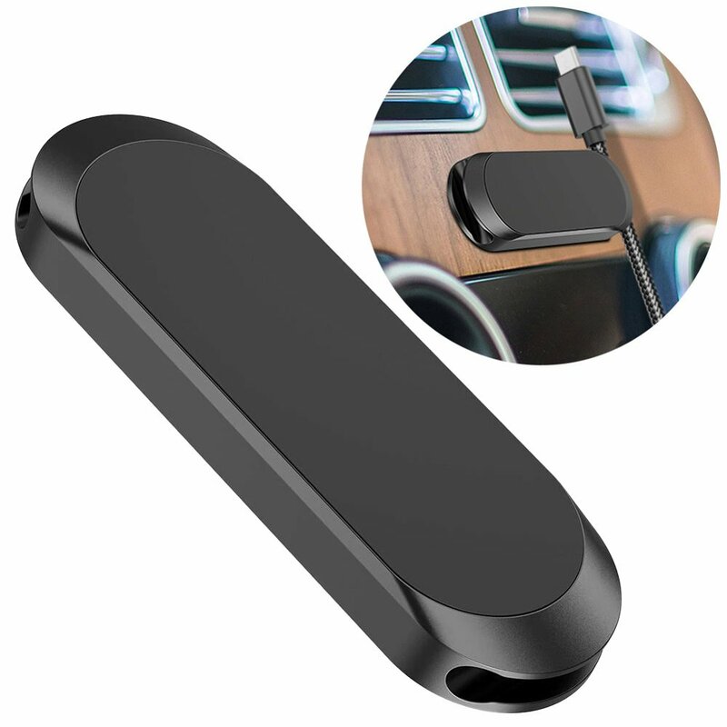Suport Auto Magnetic Pentru Telefon S6 Cu Oganizator Cabluri Si Prindere Adeziva - Negru