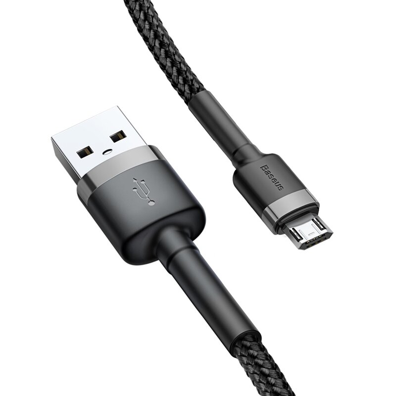 Cablu de date Micro-USB Baseus, 1.5A, 2m, CAMKLF-CG1, negru/gri