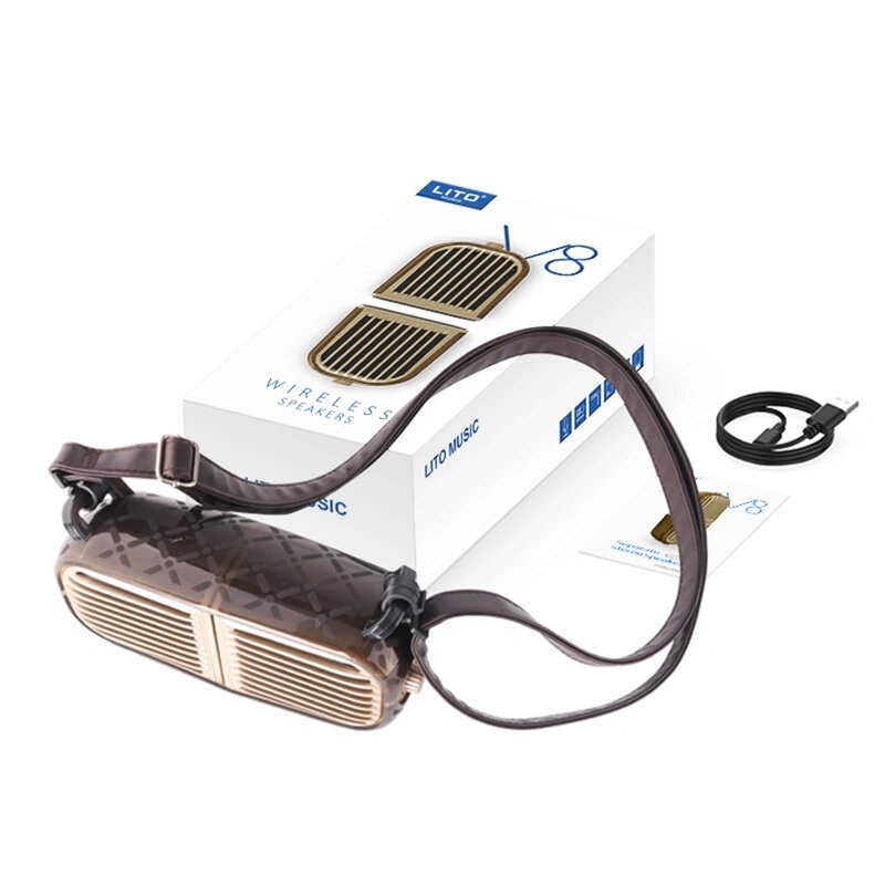 Boxa Portabila 2 in 1 Lito V8 Stereo Bluetooth 4.2 Cu Aspect Vintage - Maro