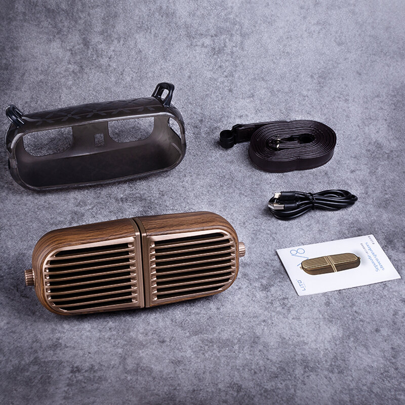 Boxa Portabila 2 in 1 Lito V8 Stereo Bluetooth 4.2 Cu Aspect Vintage - Maro