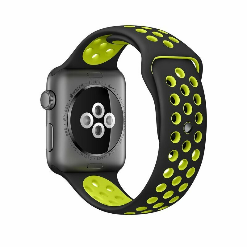 Curea Apple Watch SE 44mm Tech-Protect Softband - Black/Lime