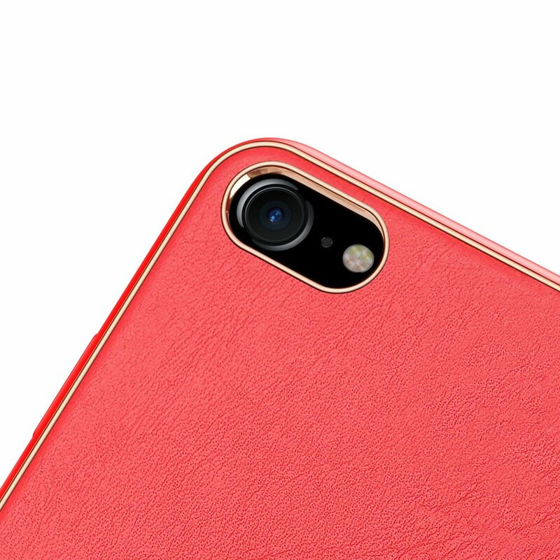 Husa iPhone 8 Dux Ducis Yolo Din Piele Ecologica - Rosu