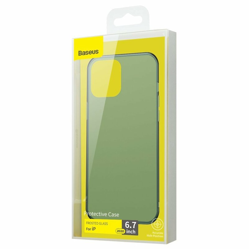 Husa iPhone 12 Pro Max Baseus Frosted Glass Transparenta - WIAPIPH67N-WS06 - Verde