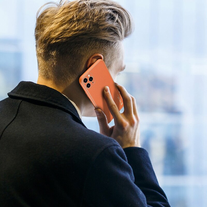 Husa iPhone 11 Pro Max Dux Ducis Yolo Din Piele Ecologica - Portocaliu