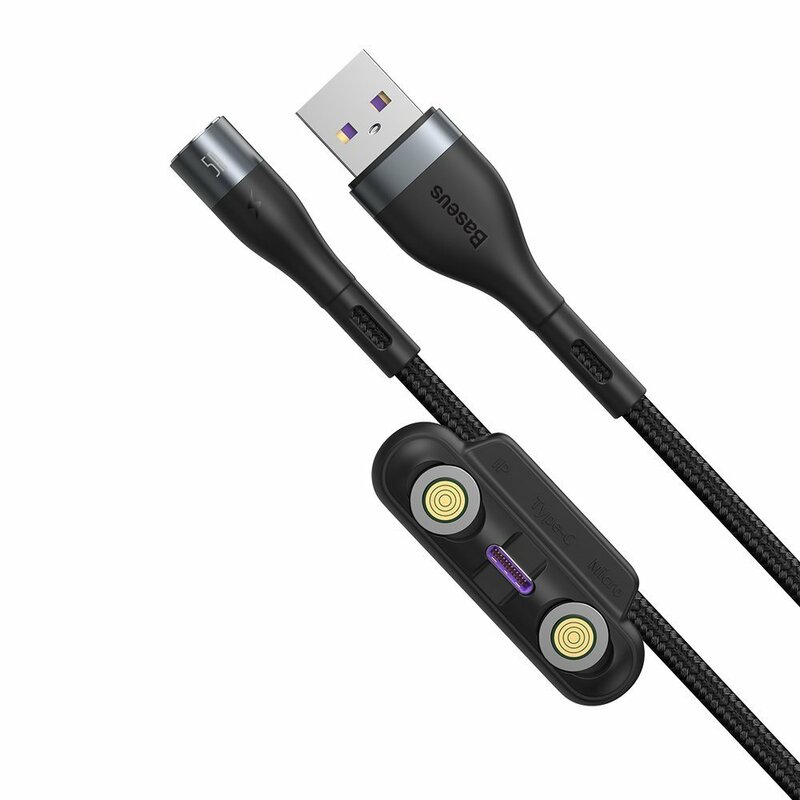 Cablu De Date 3in1 Micro-USB, Type-C, Lightning Baseus 5A 1m - CA1T3-BG1 - Negru