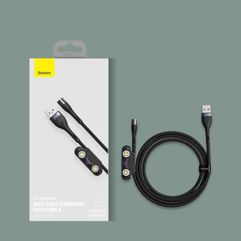 Cablu De Date 3in1 Micro-USB, Type-C, Lightning Baseus 5A 1m - CA1T3-BG1 - Negru