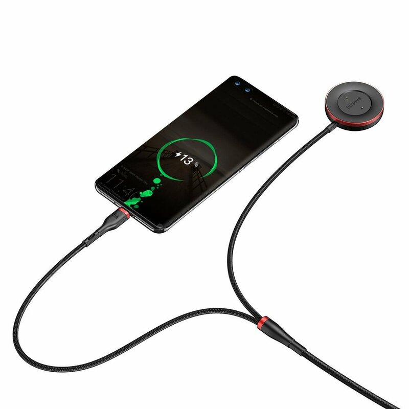 Cablu De Date Type-C Incarcare Wireless Huawei Watch Baseus 5A 1.5m - CA1T2-91 - Negru/Rosu