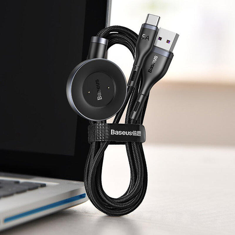 Cablu De Date Type-C Incarcare Wireless Huawei Watch Baseus 5A 1.5m - CA1T2-91 - Negru/Rosu