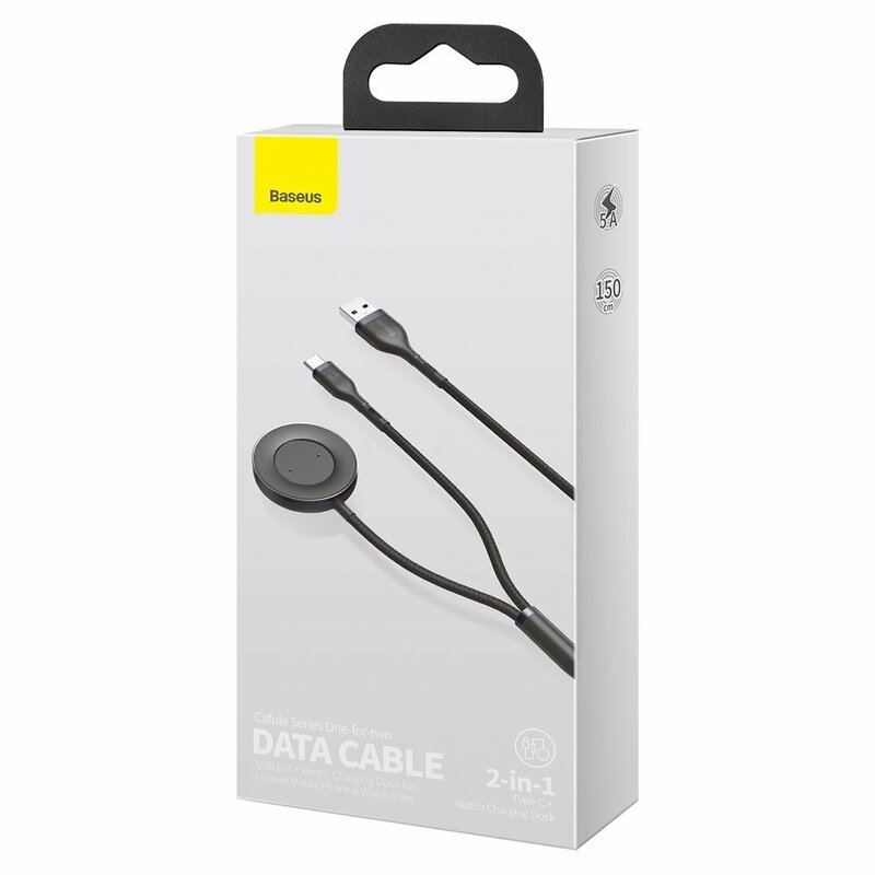 Cablu De Date Type-C Incarcare Wireless Huawei Watch Baseus 5A 1.5m - CA1T2-G1 - Negru/Gri