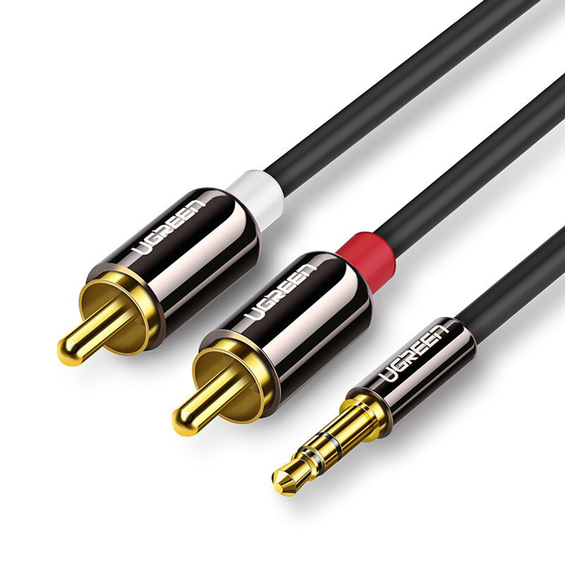 Cablu audio Ugreen, adaptor mini Jack 3.5mm la 2x RCA, 3m, negru, 10590