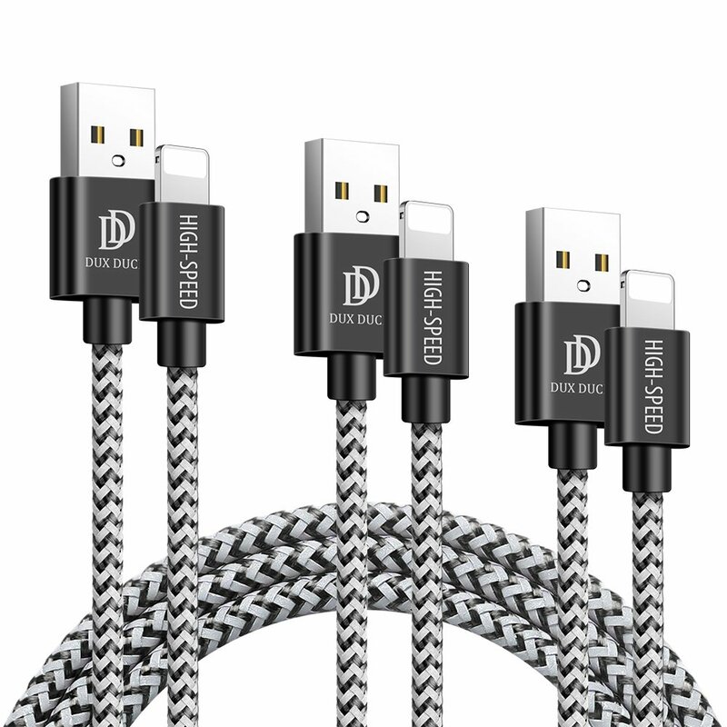 [Pachet 3x] Cablu De Date Dux Ducis K-one Lightning 2A - 0.25m/ 1m/ 2m - Negru