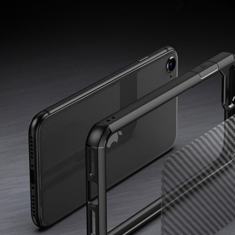 Husa iPhone 7 Techsuit Carbon Fuse transparenta, negru