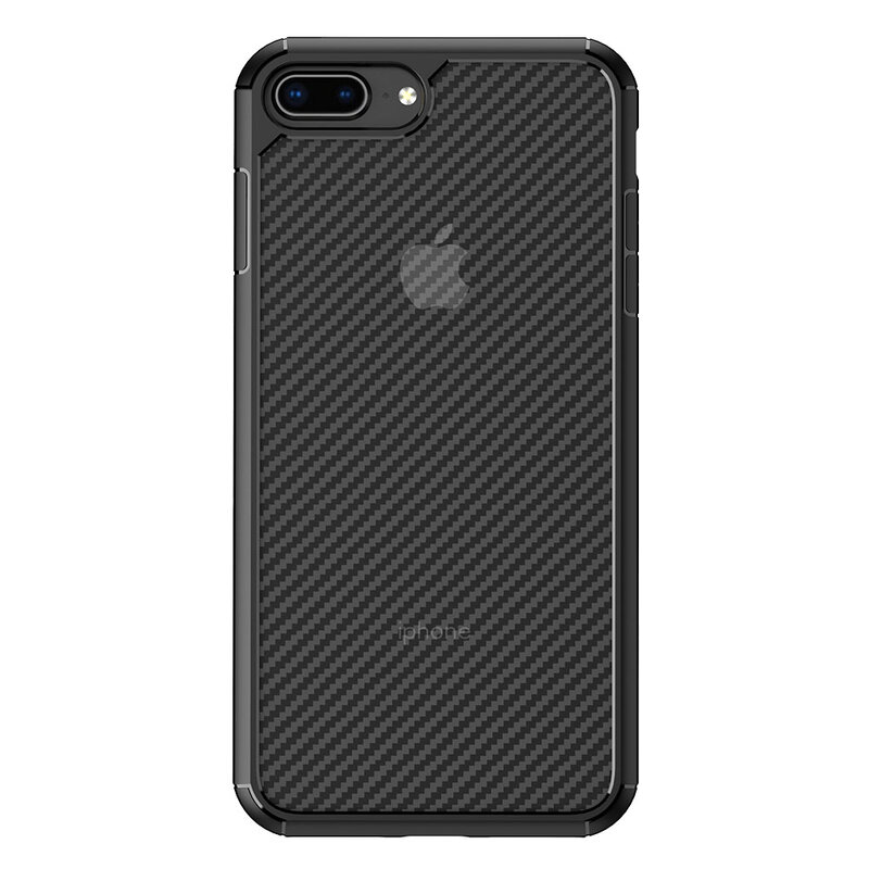 Husa iPhone 7 Plus Techsuit CarbonFuse transparenta, negru