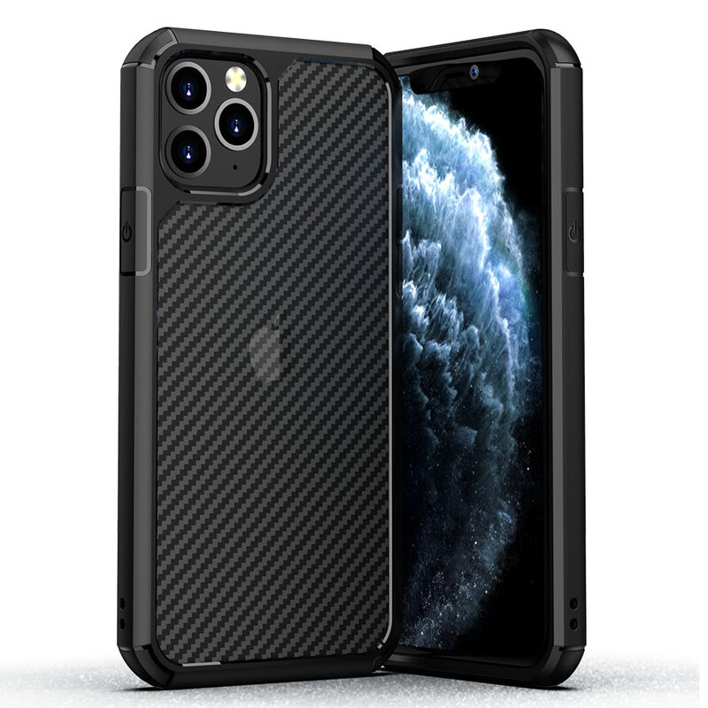 Husa iPhone 11 Techsuit Carbon Fuse Transparenta - Negru