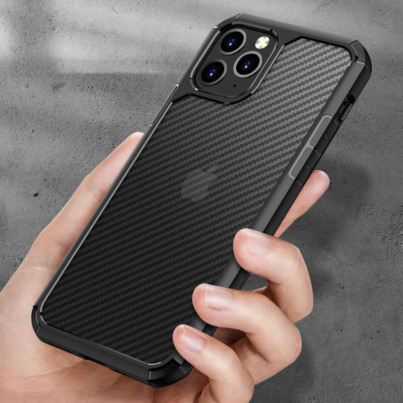 Husa iPhone 11 Techsuit CarbonFuse transparenta, negru