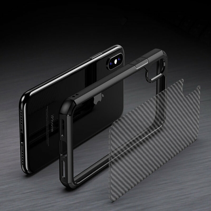 Husa iPhone XR Techsuit CarbonFuse transparenta, negru