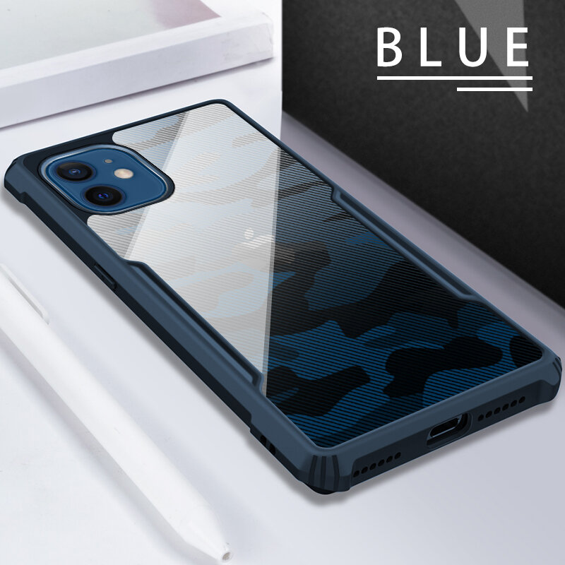 Husa iPhone 12 Mobster Up Fusion Camo - Albastru