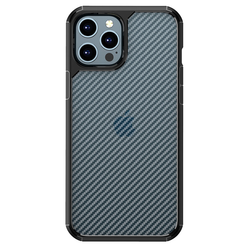 Husa iPhone 12 Pro Mobster Carbon Fuse Transparenta - Negru