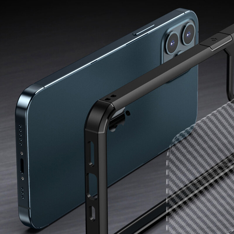 Husa iPhone 12 Techsuit CarbonFuse transparenta, negru