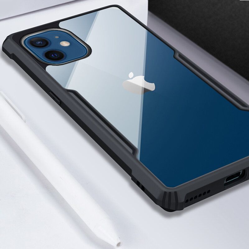 Husa iPhone 12 Mobster Up Fusion  Transparenta - Negru