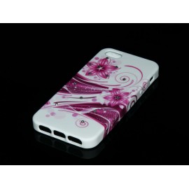 Husa iPhone SE, 5, 5s Silicon Gel TPU Model Pink Path Cu Inserturi