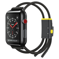Curea Apple Watch SE 44mm Baseus Let's Go Din Bumbac Si Aluminiu - LBAPWA4-BGY - Negru