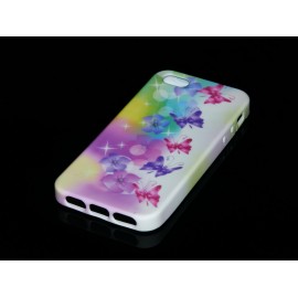 Husa iPhone SE, 5, 5s Silicon Gel TPU Model Multicolor Cu Fluturasi