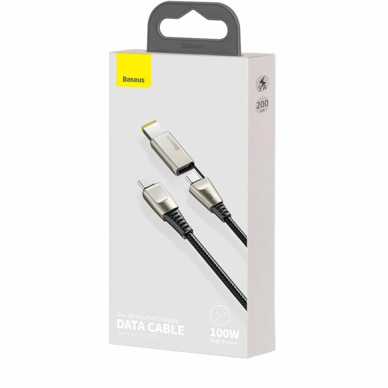 Cablu De Date Laptop Lenovo Type C/C+DC Baseus 100W 5A 2m - CA1T2-B01 - Negru