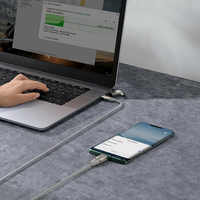 Cablu De Date Laptop Asus, Toshiba, Lenovo Type C/C+DC Baseus 100W 5A 2m - CA1T2-A0G - Gri