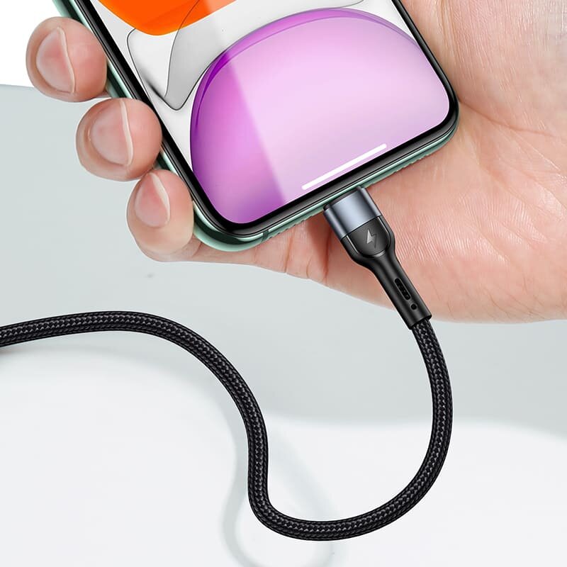 Cablu date Lightning incarcare rapida Usams U55, 2A, 1m, negru