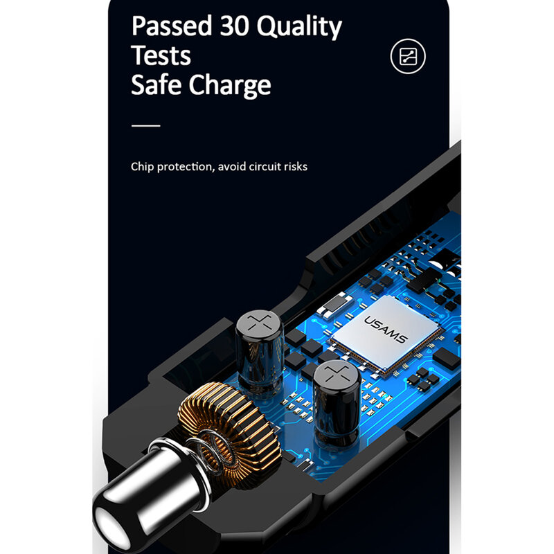 Incarcator auto 2x USB Usams C21, modulator FM, US-CC115