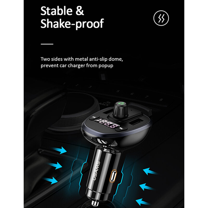 Incarcator auto 2x USB Usams C21, modulator FM, US-CC115