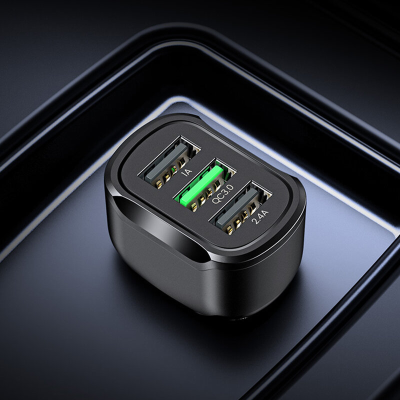 Incarcator auto 3x USB cu incarcare rapida USAMS C17 18W, US-CC100, negru