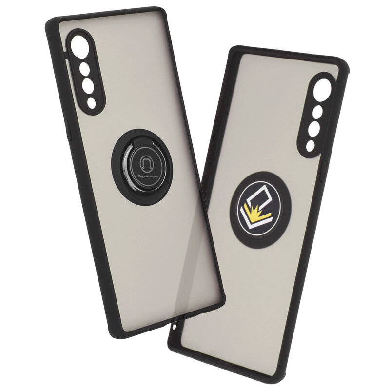 Husa LG Velvet 5G Techsuit Glinth Cu Inel Suport Stand Magnetic - Negru