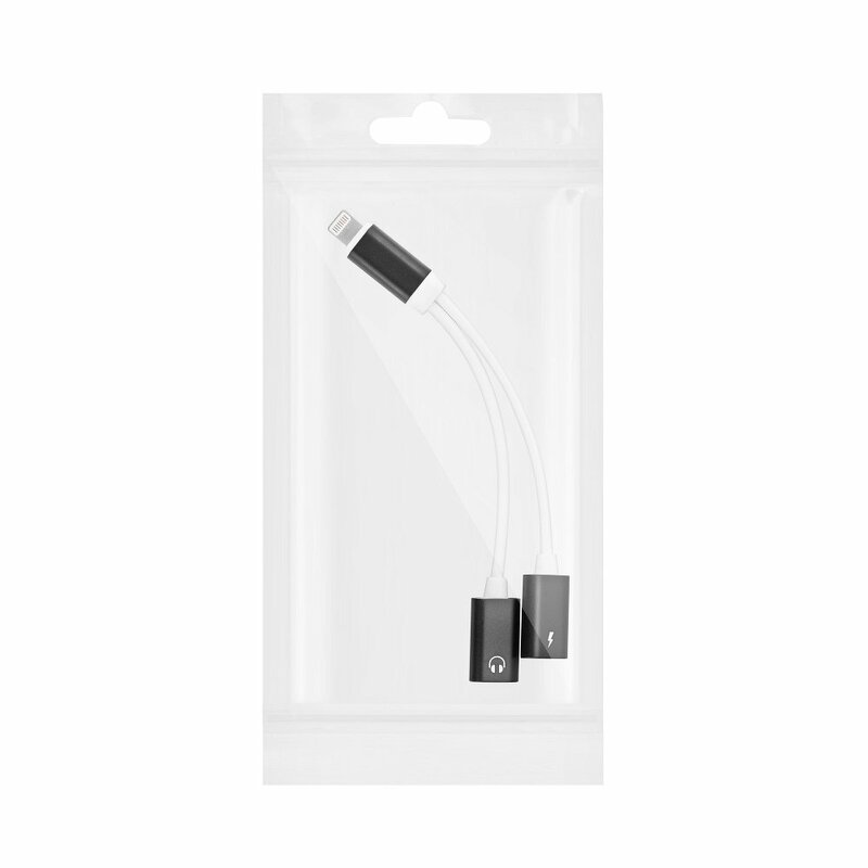 Convertor Lightning HF/Audio Cu Functie Incarcare Iphone - Negru/Negru