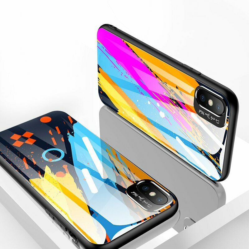 Husa iPhone XS Max Multicolora Din Sticla Securizata - Model 5