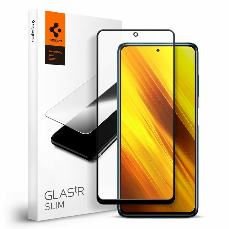 Folie Sticla Xiaomi Poco X3 Spigen Glas.t R Slim 9H - Black